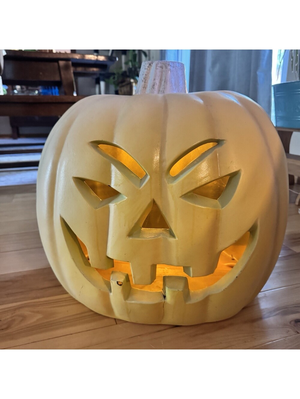 Large Vintage Pumpkin Blow Mold 20” Plastic Light-Up Jack-o-Lantern 1990s